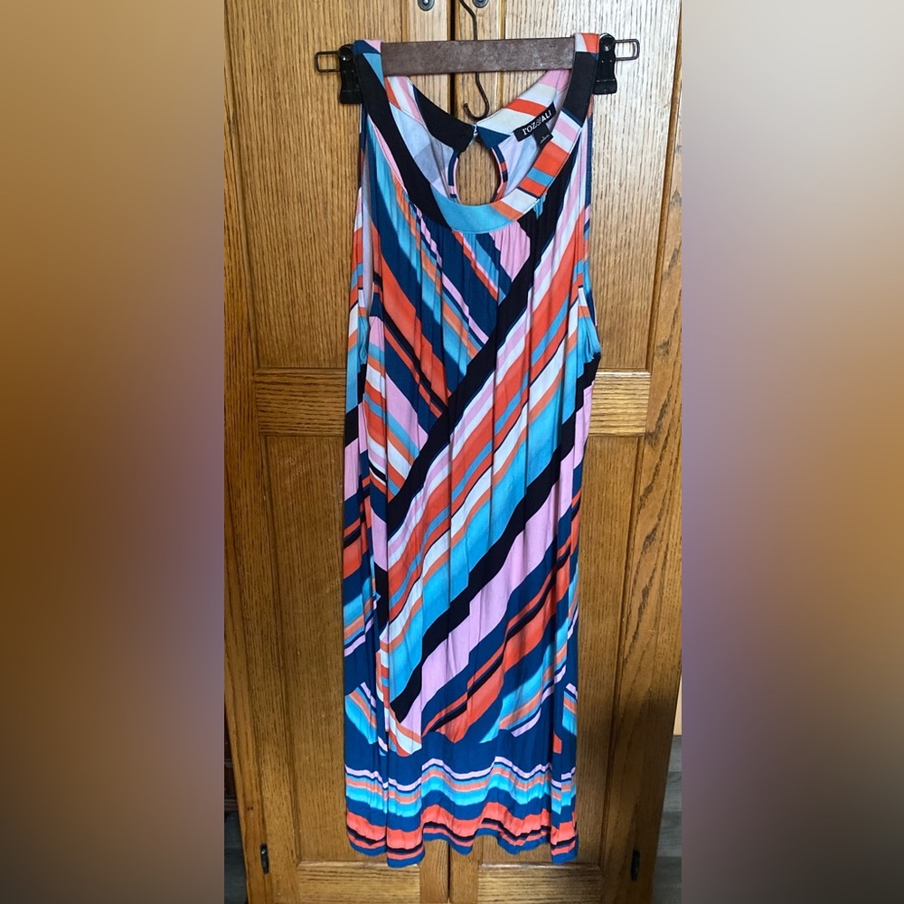 Roz & Ali Sleeveless Colorful Striped Shift Dress